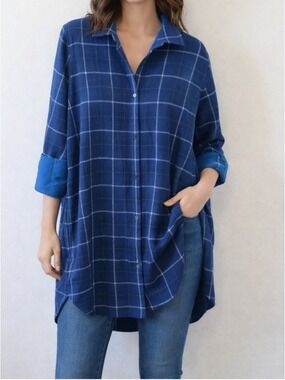 KIT AND ACE FLANNEL PLAID RELAXED SHIRT DRESS SIZE LARGE